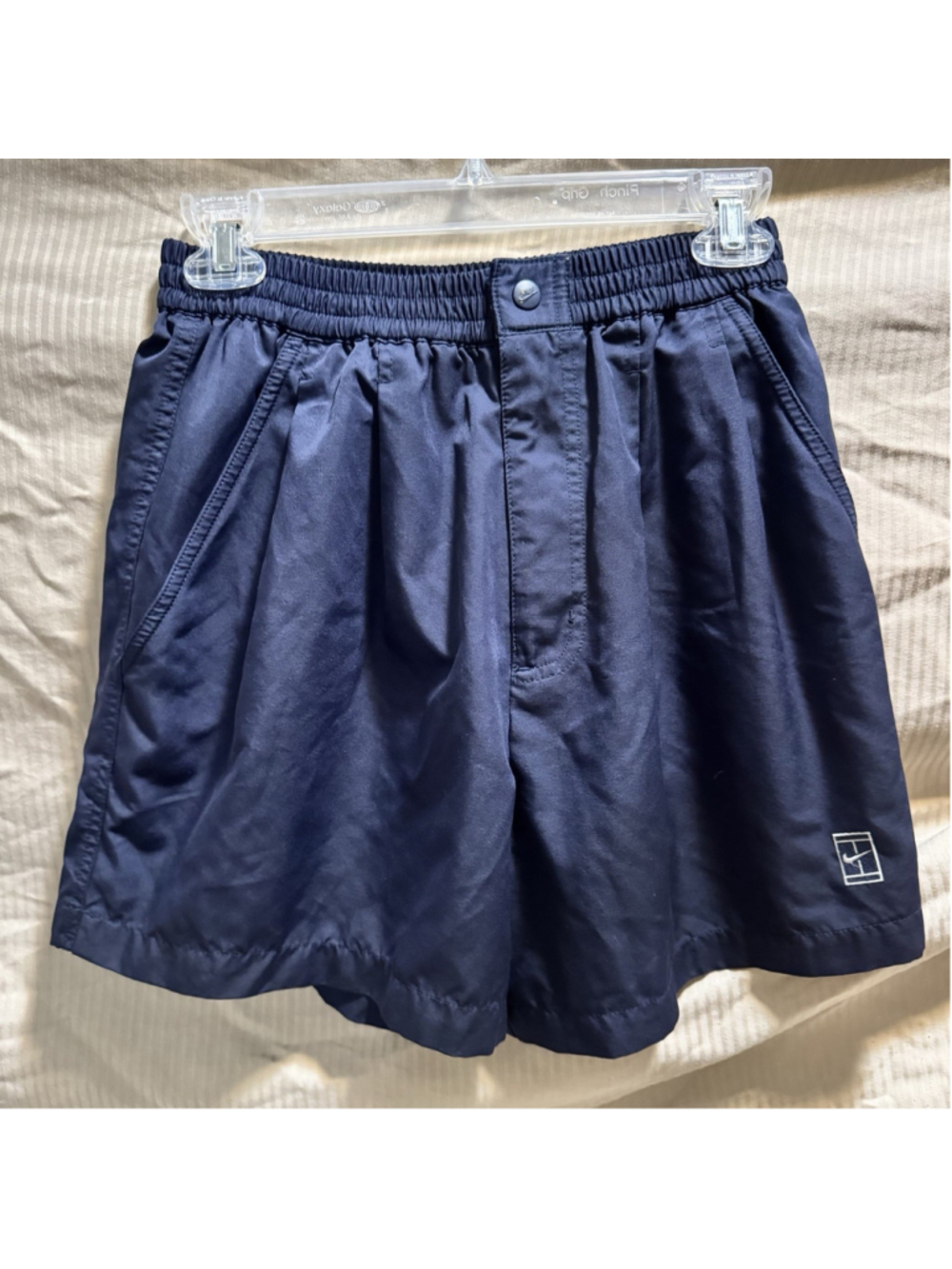 Nike Court Vintage Mens Navy Blue Tennis Shorts Sz Small. Elastic Waist, Pocket